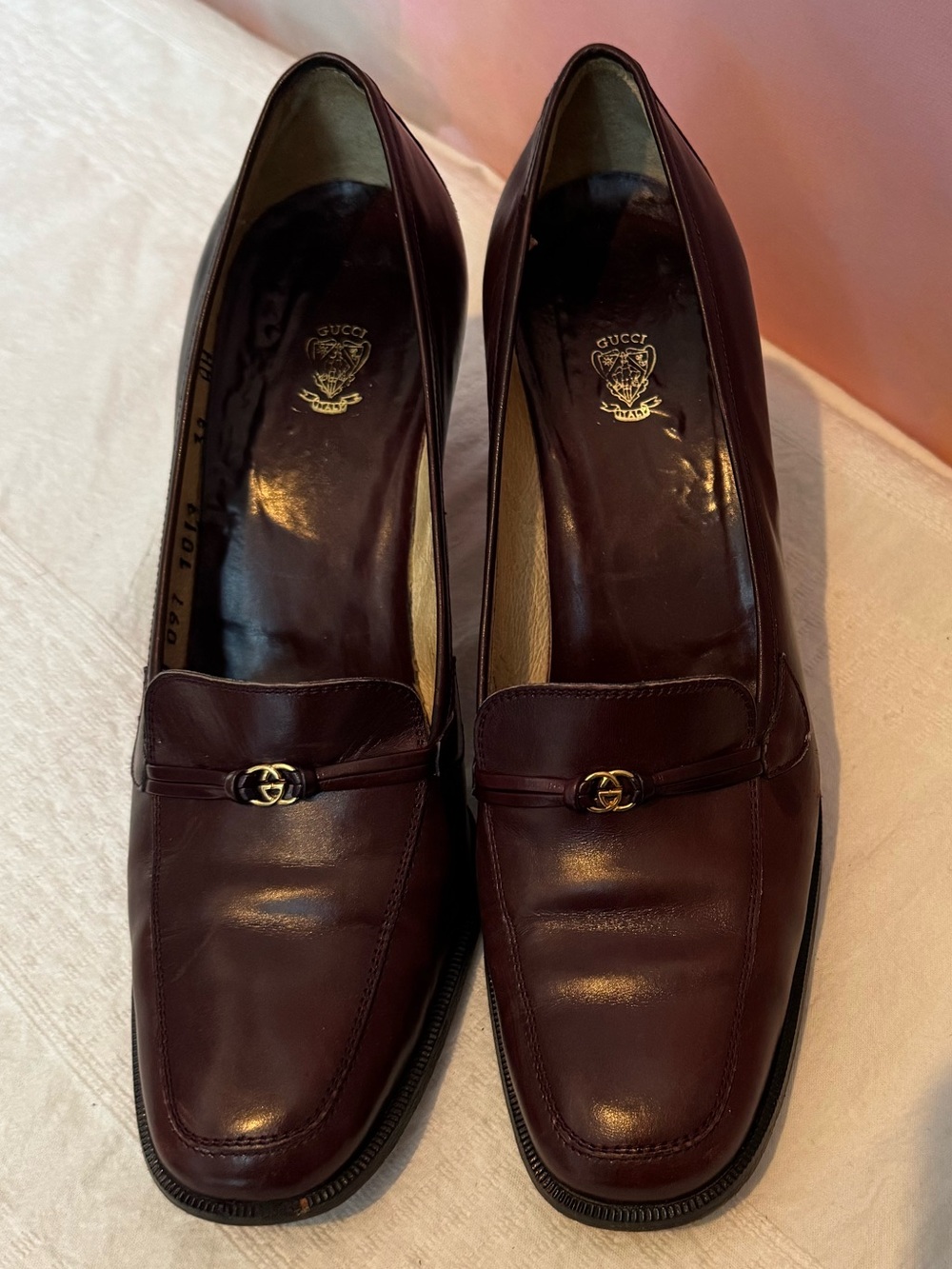 Vintage Gucci Burgundy Leather Block Heel Loafer - Picture 3 of 6
